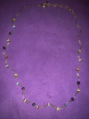 Vintage Monet Cat Eye Crystal Gold-Tone Wavy Necklace